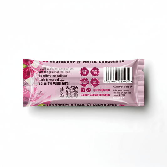 Fruity & Vibrant Raspberry Health Bar – 50g - fuegobars