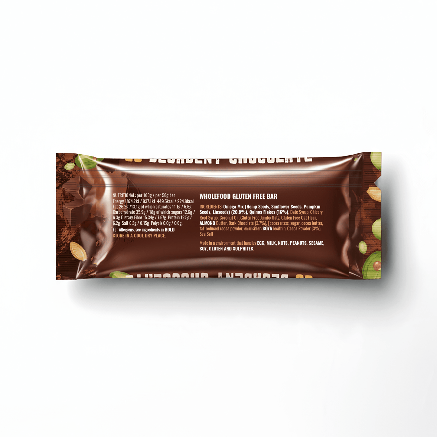 16 Decadent Chocolate Superfood Fibre Bars - fuegobars