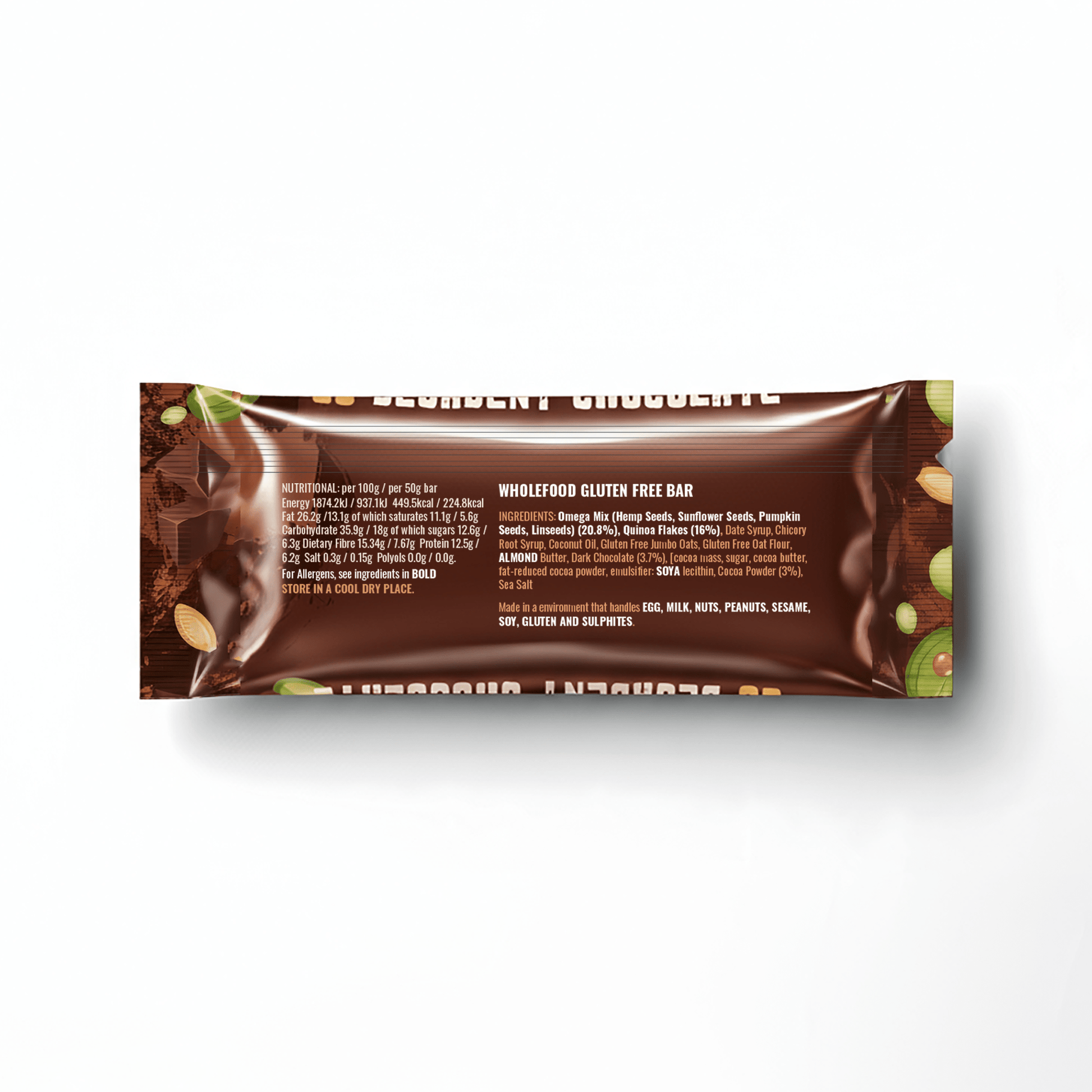 16 Decadent Chocolate Superfood Fibre Bars - fuegobars