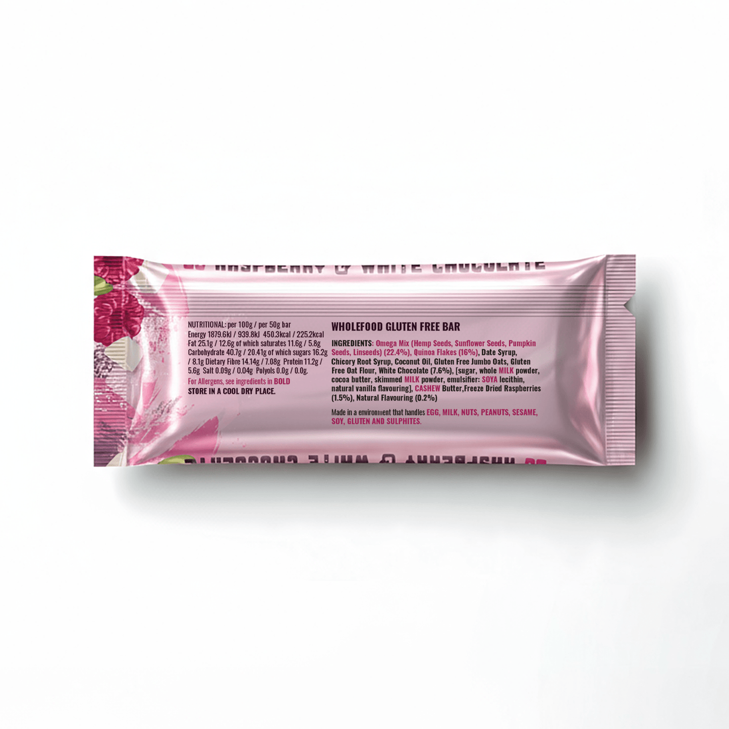 16 Raspberry & White Choc Superfood Fibre Bars - fuegobars