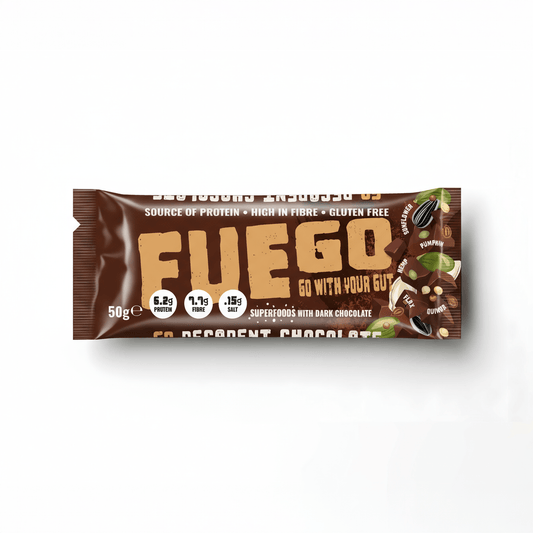 Decadent Dark Chocolate Health Bar – 50g - fuegobars